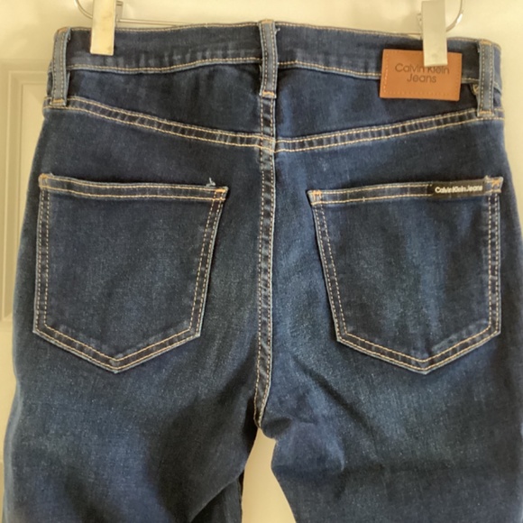 Calvin Klein Jeans High Rise Boot Cut Dark Denim Wash Patch Pockets - Picture 4 of 14